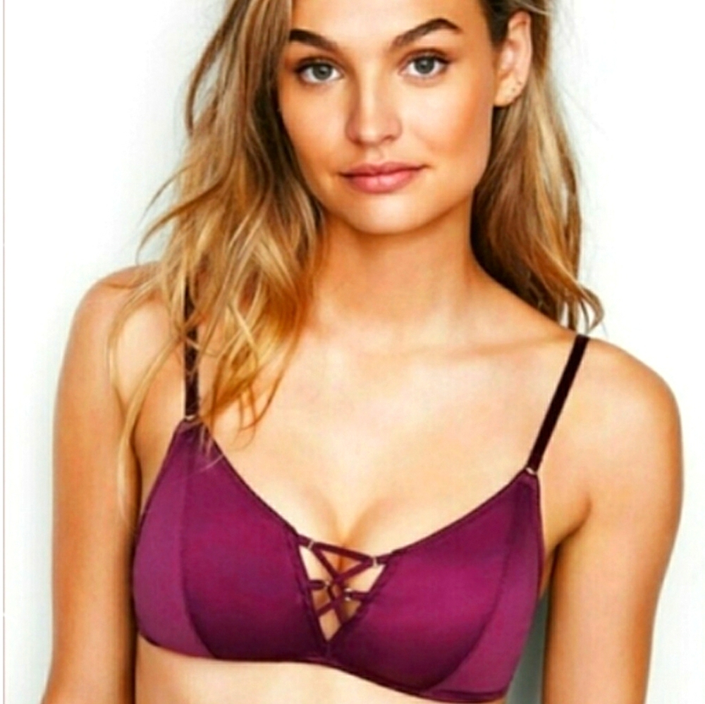 NWT Victoria's Secret Purple Satin Bralette L